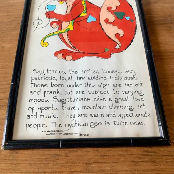 SAGITTARIUS Zodiac Horoscope Print Margot Johnson Modern Pop Art Vtg NY 1968 - Picture 3 of 13